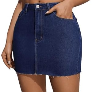 Aahwan Summer Casual Fashionable Fringed Slanted Pocket Bodycon Denim Short Skirt For Women'& Girl's