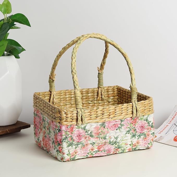Habere India-All the Cultures Fabricating India Gift Hamper Baskets | Decorative Storage Baskets | Fruit Basket | Cane Basket | Shelf Basket | Desk Organiser (Medium 10)